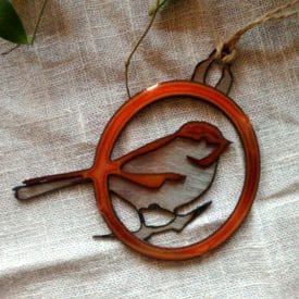 Copper and Steel Chicadee Christmas Ornament