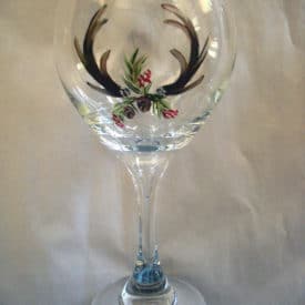 Holiday antlers wine glasses - hand painted
