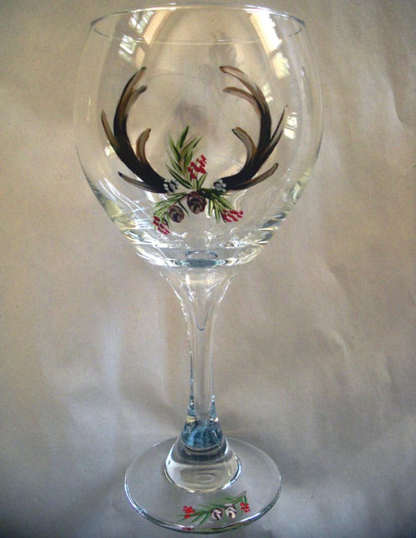 Painted Wine Glasses, Gift for Her, Holly Berry Wine Glasses
