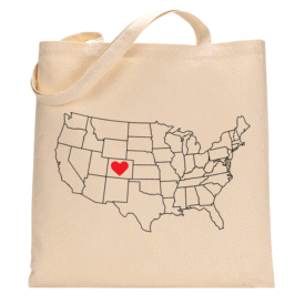 Love Colorado Map tote bag