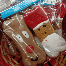 Santa and Reindeer cookies dog