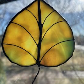 Christmas ornament aspen stain glass yellow and green