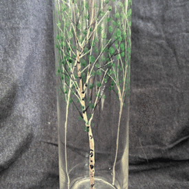 hand painted glass vase spring