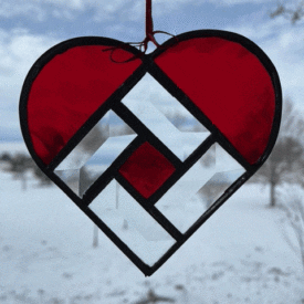 Heart stained glass sun catcher